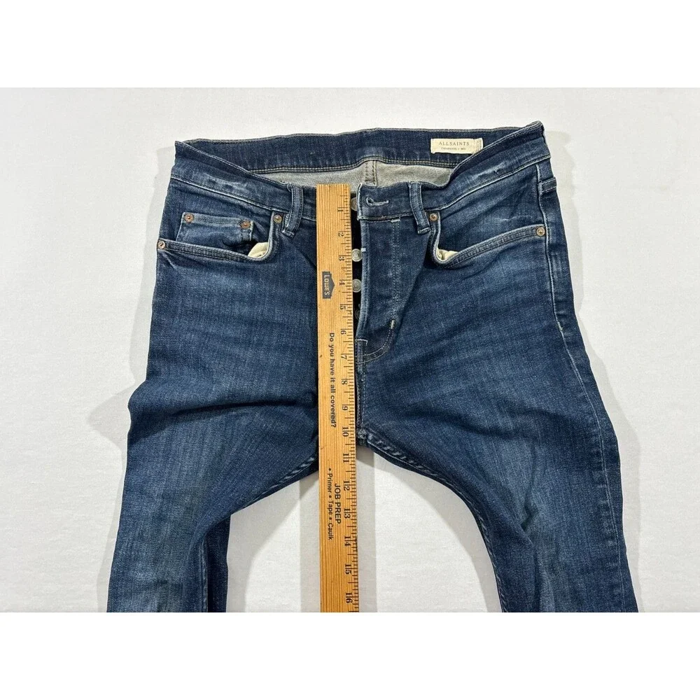 All Saints Jeans Mens Blue Cigarette Slim Skinny Dark Wash Denim Pants Sz 31